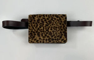 J Jill Leopard M/L Belt & Purse 5.5 X 7” Brown Leather Belt Made In Italy NEW - Picture 1 of 7