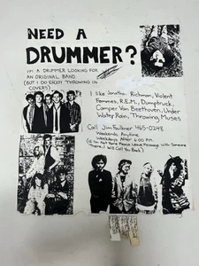 Vintage Musician Ad, Drummer Looking For A Band, 80s Or 90s, R.E.M., Grunge, VTG - Picture 1 of 12