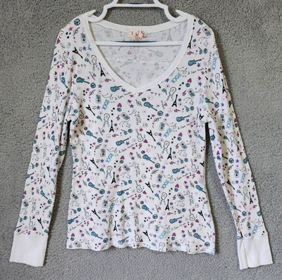 De Colección Y2K OP Ocean Pacific Cuello en V Manga Larga Tejido Gofre Top Música Escena Emo XXL Foto 1 de 4