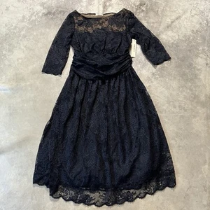 KIYONNA Dress Womens Size 0X Black Luna Lace Cocktail Midi Evening - Picture 1 of 10