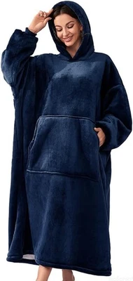 Sherpa Hoodie Warme Decke Extra Lang Kuscheldecke Tasche mit Ärmeln Michorinee