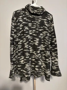 Maude Vivante Damen Tunika Rollkragen Pullover schwarz-weiß metallic XL - Bild 1 von 11