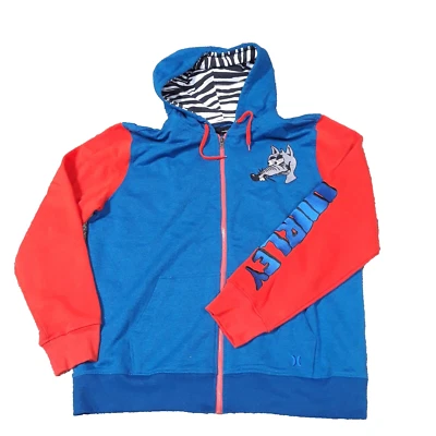 Мужская толстовка с капюшоном Hurley размер 2XL фирменная крыса Yeah Buddy синяя и оранжевая на молнии новая с ценниками - Изображение 1 из 4