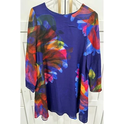 Vestido túnica estampado floral Leifsdottir colorido manga larga talla S Foto 1 de 4