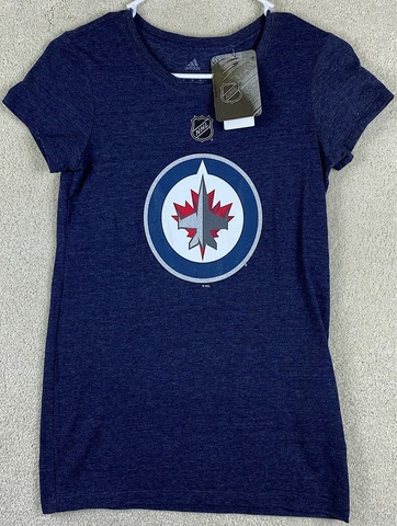 Winnipeg Jets T Shirt Small NHL Womens Navy Blue Size Small T Shirt Adidas New Cover