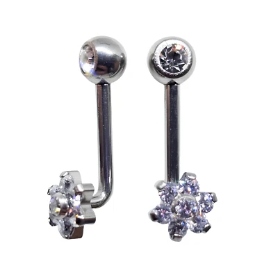 Titanium Christina Bar 6 Clear CZ Flower 14g 1.6mm Barbell VCH Clitoris Piercing - Image 1 of 4