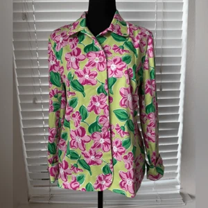 Nordstrom Women’s Floral Blazer Jacket Pink Green Sz 12 Cotton Stretch NWT - Picture 1 of 8
