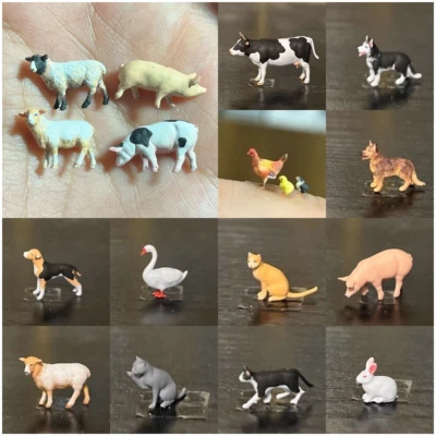 Diorama 1/64 Animal Figure Model Cow Pets Farm Scene Doll Model Accessories Tool - Image 1 of 4