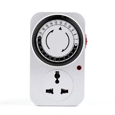 Temporizzatore meccanico 24 ore con spina di alimentazione, presa timer - Immagine 1 di 4