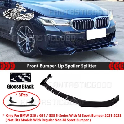 For BMW G30 LCI 530i 540i M550i M Sport 2021-23 GT Style Black Front Bumper Lip - Изображение 1 из 4