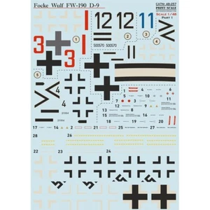 Calcomanía Focke-Wulf Fw.190 D-9 parte 1 para avión escala de impresión 1:48 48-257 - Imagen 1 de 2
