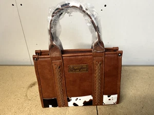 Wrangler Purse Montana west Cow Print Concealed Carry Tote Crossbody Brown C06 - Picture 1 of 7