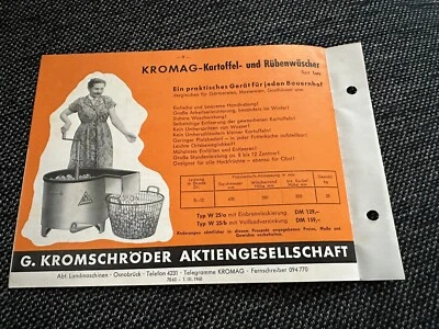 Kromag Prospekt 1962  Rübenschneider ORG.   9 S.  Kromschröder Lanz TOP - Bild 1 von 4
