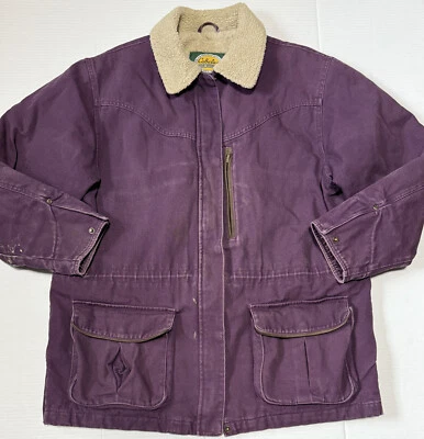 CABELAS - Women's Sherpa Lined Purple Duck Canvas Chore Barn Coat Jacket - XL - Image 1 of 4