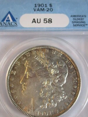 1901  MORGAN SILVER DOLLAR ANACS AU58 "KEY DATE" VAM-20 - Image 1 of 4