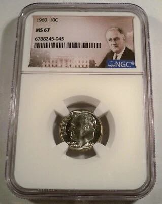 1960 NGC MS67 ROOSEVELT DIME SILVER 10c MS 67 - Image 1 of 4