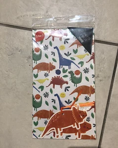 1 X Dinosaurs Wrapping Paper Sheet (pack Of 2) With Tags - Picture 1 of 2