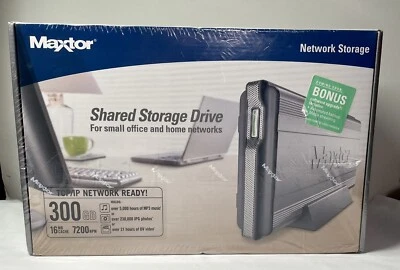 Maxtor Shared Storage 300GB External Hard Drive Small Office & Home Network NEW - Image 1 of 4