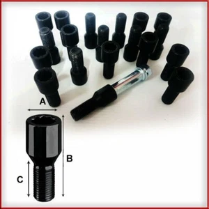 Set 20 schwarze Sternschrauben + Sternschlüssel 14x1,25 - Bild 1 von 1