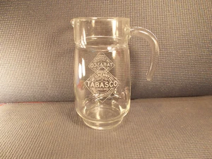 NIce 40 Oz Beverage Pitcher with Etched Tabasco Brand Advertising 8" tall - Picture 1 of 3
