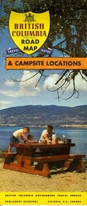 1957 British Columbia Government Road Map: Travel Guide & Camping Locations NOS - Bild 1 von 1