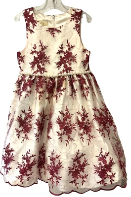 American Princess Dress Girls 6X/7 Ivory Embroidered Pearl Party Holiday Tulle - Image 1 of 4