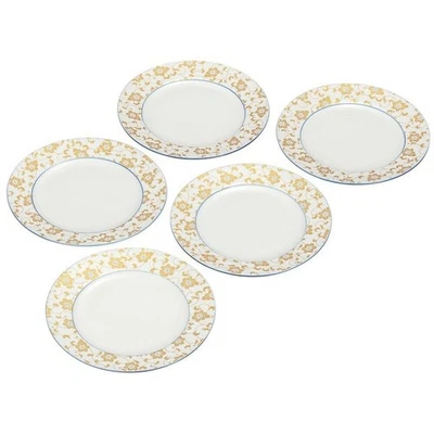 Set Di 5 Piatti Da Servire In Ceramica Kutani Yaki Giapponese Shirochibu Tessen - Immagine 1 di 4