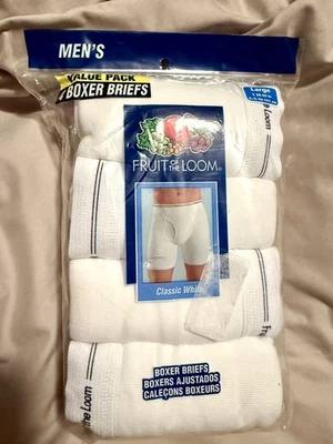 Vintage 2006 Men’s Fruit Of The Loom Boxer Briefs 4 Pack White Cotton Large - Image 1 of 4