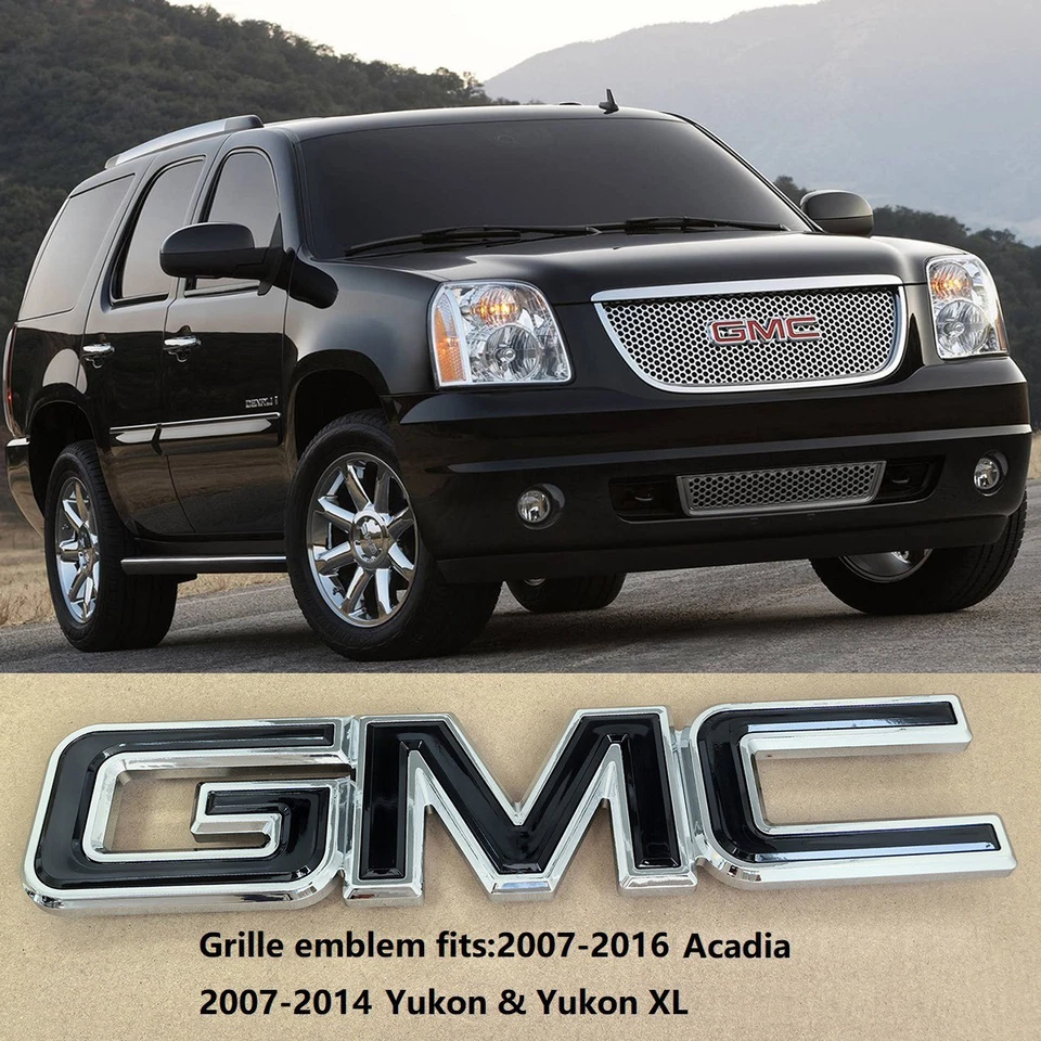 1 insignia emblema GMC negra grande parrilla OEM 2007-2014 para Yukon Acadia cromo brillante Foto 1 de 4