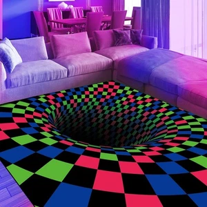 Blacklight Vortex Illusion Rug, 3D Neon UV Reactive Area Rug, Large Non-Slip ... - Picture 1 of 6