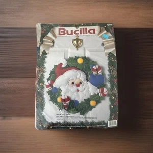 Bucilla Holly Jolly Santa Felt Wreath Kit 18” Round Christmas 1993 83028 Sealed - Picture 1 of 5