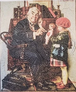 Wooden Norman Rockwell Puzzle! Girl Doll Doctor VINTAGE Missing Box & One Piece - Picture 1 of 4