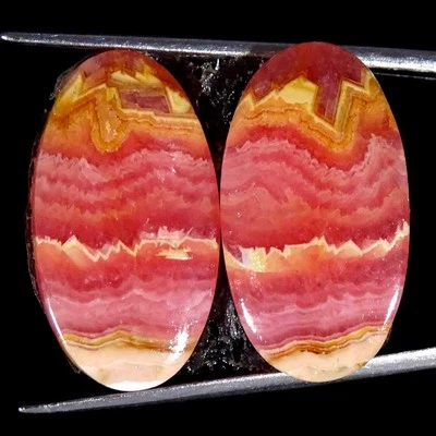 25.00Cts Natural Rhodochrosite Oval Pair Cabochon Loose Gemstone 14x25x4mm - Image 1 of 4