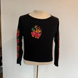 Camiseta De Colección Para Mujer XL All American Choppers Motociclista EE. UU. Llamas de Cereza Manga Larga Y2K - Imagen 1 de 6