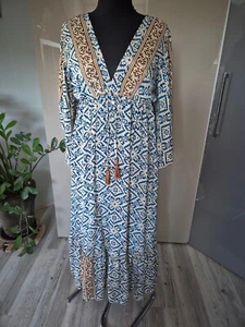 Maxi Kleid, one Size,beige,braun,petrol gemustert. Neu! - Bild 1 von 5