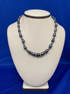 ¡Juego de collar y pulsera Estate Teng Yue de perlas grises de agua dulce! 134 Foto 1 de 4