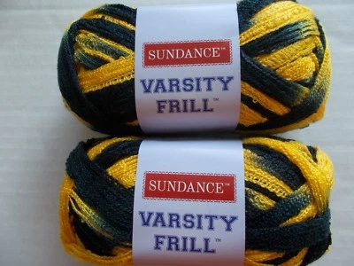 Sundance Varsity Frill ruffle mesh yarn, Black / Gold, lot of 2 (28 yds each) - Image 1 of 3