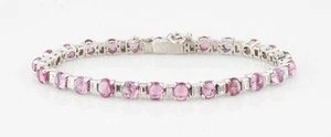 25 Ct Natural Ruby Cabochon and 2.75 ct Diamond Platinum Link Bracelet 7.25" - Picture 1 of 3
