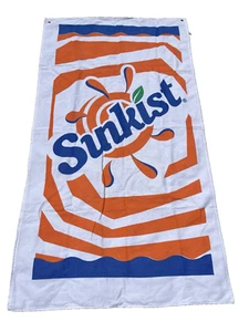 Vintage 1980s Hilasal SUNKIST Soda Large Beach Towel Grommets NWOT Retro Pop - Picture 1 of 3