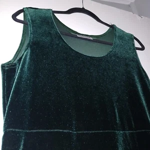 Hunter Green Velvet Vintage 90s Dress - Picture 1 of 3