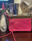 1990s Hot Pink Soft Leather Convertible Tassel Wristlet Clutch To Handbag, Gap