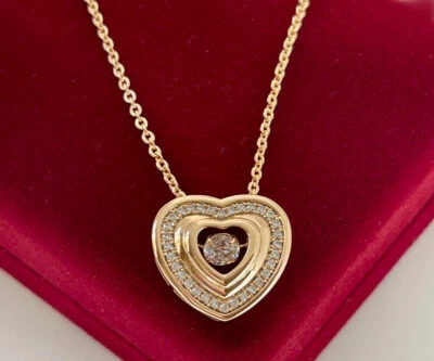 Luxus Herzkette Herz Anhänger Dancing Moving Kristall Rolled Gold 18K vergoldet - Bild 1 von 4