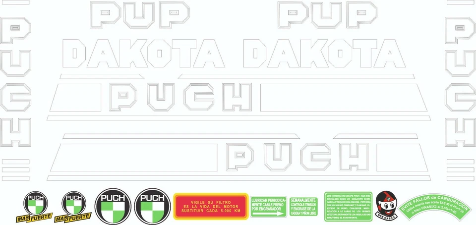 STAR SAM® KIT ADESIVI PUCH DAKOTA PUP ADESIVI MOTO CLASSICI STICKER - Immagine 1 di 1