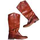 Frye Melissa Button Brown Leather Pull On Tall Riding Boots 77167 Size 9.5b