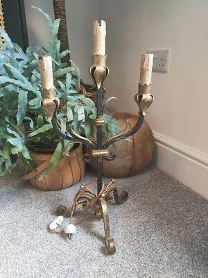  Antiguo candelabro de hierro forjado candelabros mesa eléctrica oro negro 57cm tal Foto 1 de 4