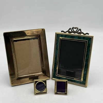 4 Vintage Regency Style Picture Frames Mixed Set Brass Art Deco Style Farmhouse - Image 1 of 4