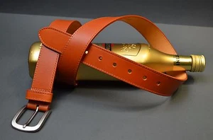 BELT MEN 35 MM BROWN HAVANA GENUINE LEATHER HANDMADE SPAIN MA LEATHER CLASSIC - Picture 1 of 8