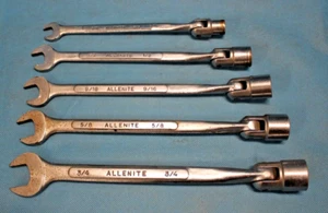 Juego de llaves Allenite vintage 5 piezas. Enchufe giratorio combinado de extremo abierto/flexible SAE - Imagen 1 de 7