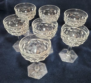 VTG FOSTORIA AMERICAN CUBIST CHAMPAGNE TALL SHERBET GLASS 4 5/8" HEX FOOT Set 7 - Picture 1 of 17