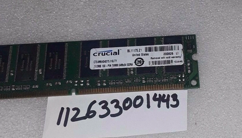  512MB 2RX8  SD Desktop Modules 133 SDRam 133 168 pin 168-pin DUAL RANK 32X8 - Image 1 of 1